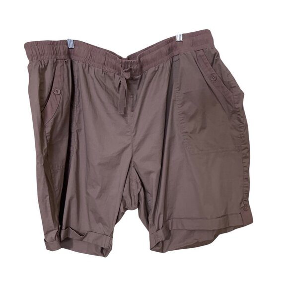 Lane Bryant Womens  26/28 Tan Cotton/Spandex Elastic Waist Shorts Stretch - Picture 1 of 10